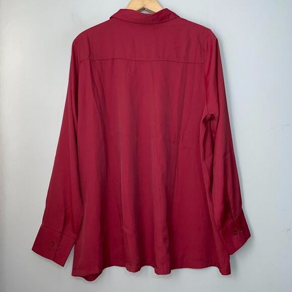 DG2 Diane Gilman Size XL Burgundy Wine Button Up Shirt Old Money Demure Office - Picture 4 of 10